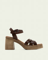 LEATHER HEEL SANDAL ISIS MOKA