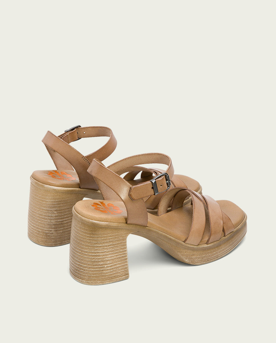 LEATHER HEEL SANDAL ISIS TAUPE