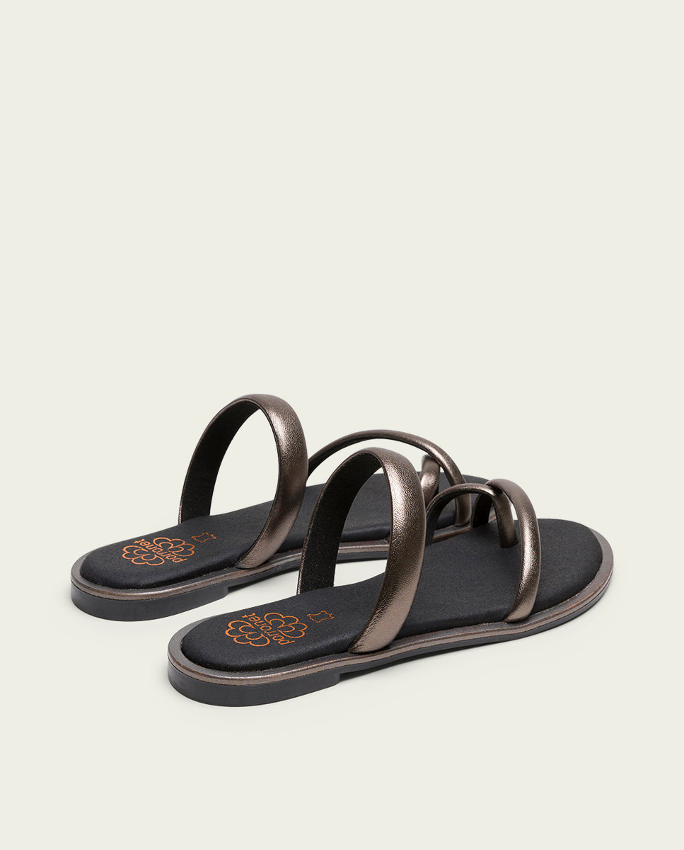 THONG FLAT SANDAL LEATHER PLOMBÉ CAMILA