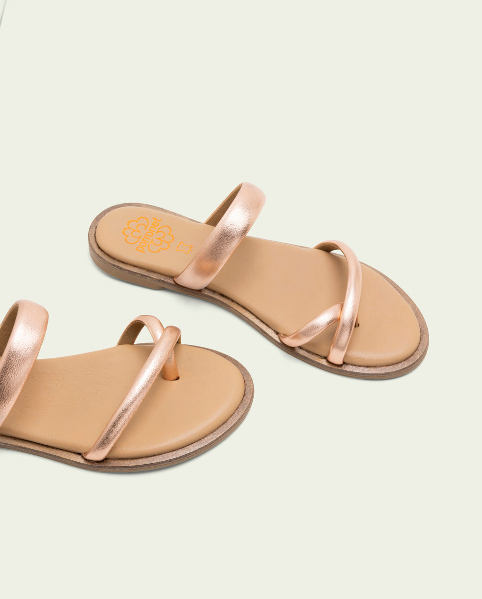FLAT LEATHER SLAVE SANDALS CAMILA ROSÉ