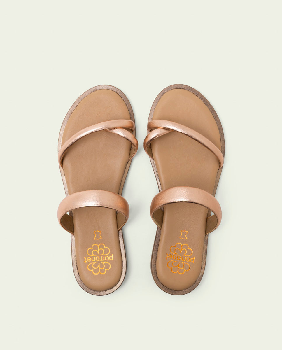 FLAT LEATHER SLAVE SANDALS CAMILA ROSÉ
