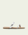 FLAT LEATHER SLAVE SANDALS CAMILA SILVER
