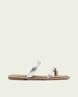 FLAT LEATHER SLAVE SANDALS CAMILA SILVER