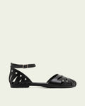 SANDALE PLATE EN CUIR ALICE NOIR
