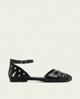 SANDALE PLATE EN CUIR ALICE NOIR