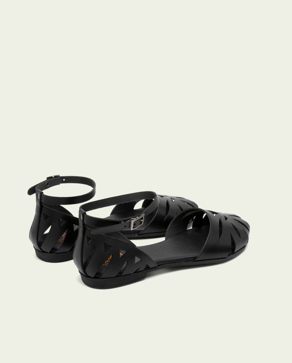 SANDALE PLATE EN CUIR ALICE NOIR