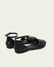 SANDALE PLATE EN CUIR ALICE NOIR