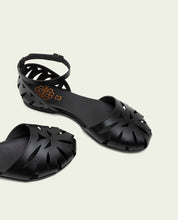 SANDALE PLATE EN CUIR ALICE NOIR