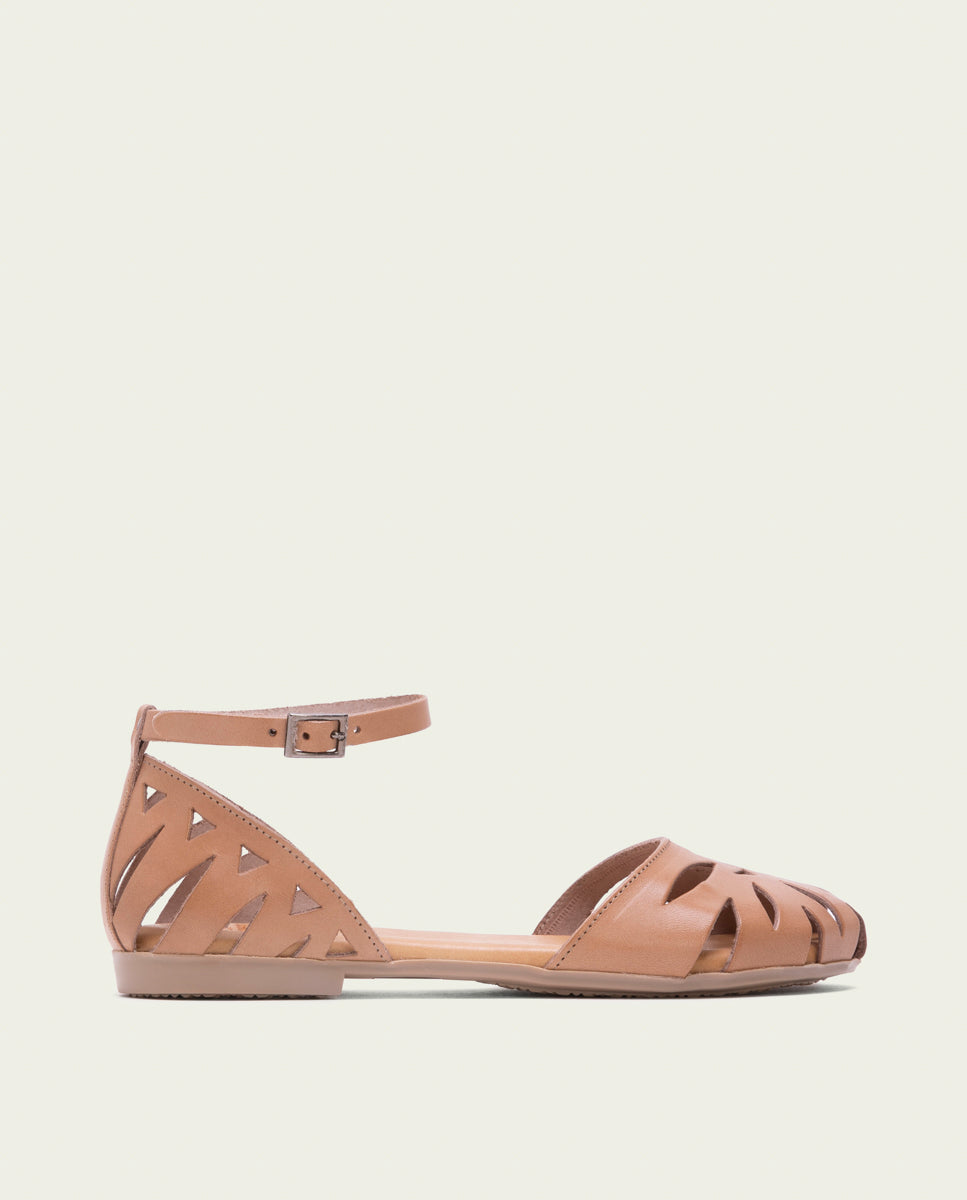 SANDALES PLATES EN CUIR ALICE TAUPE