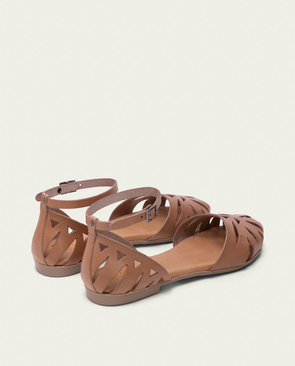 SANDALES PLATES EN CUIR ALICE TAUPE