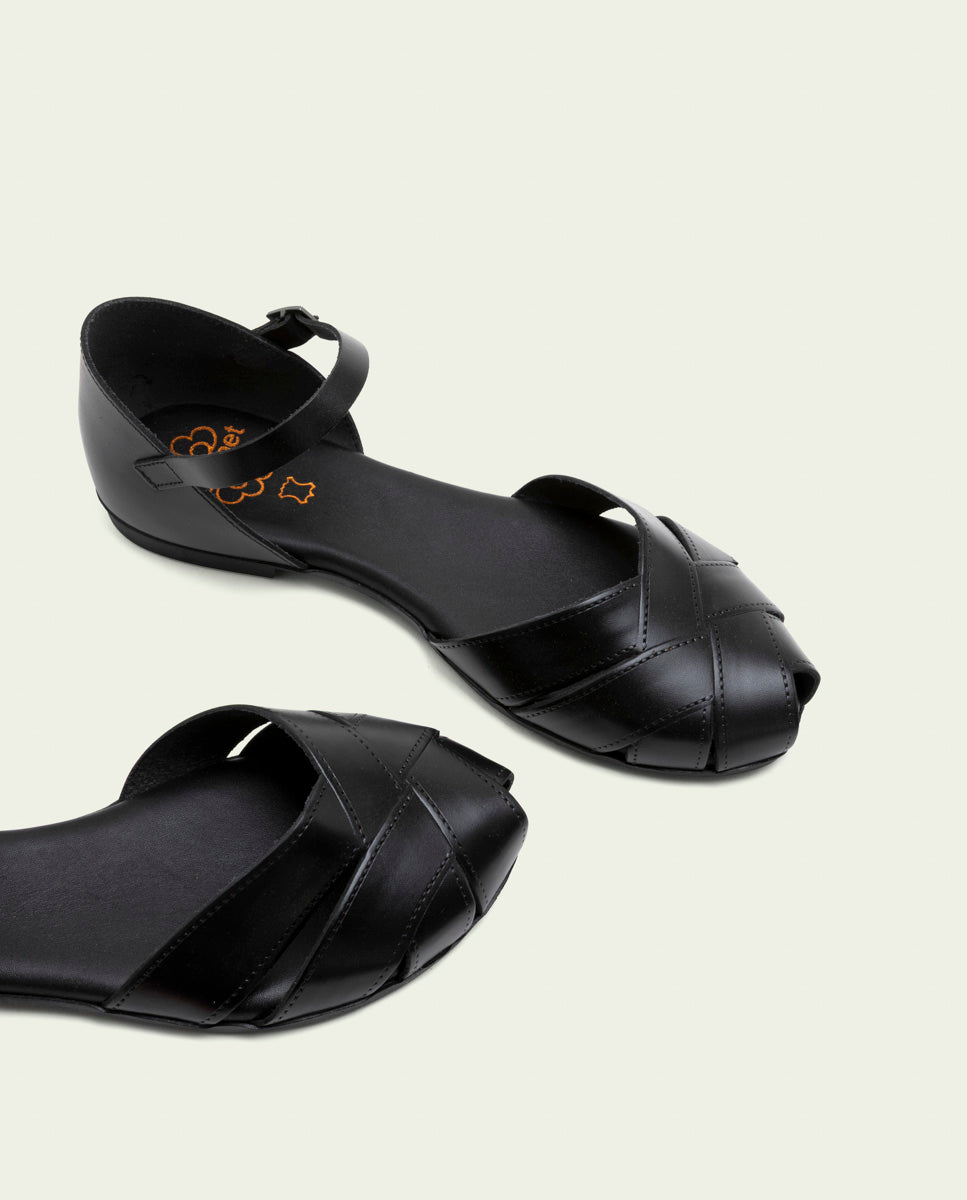 ALBA BLACK FLAT SANDAL