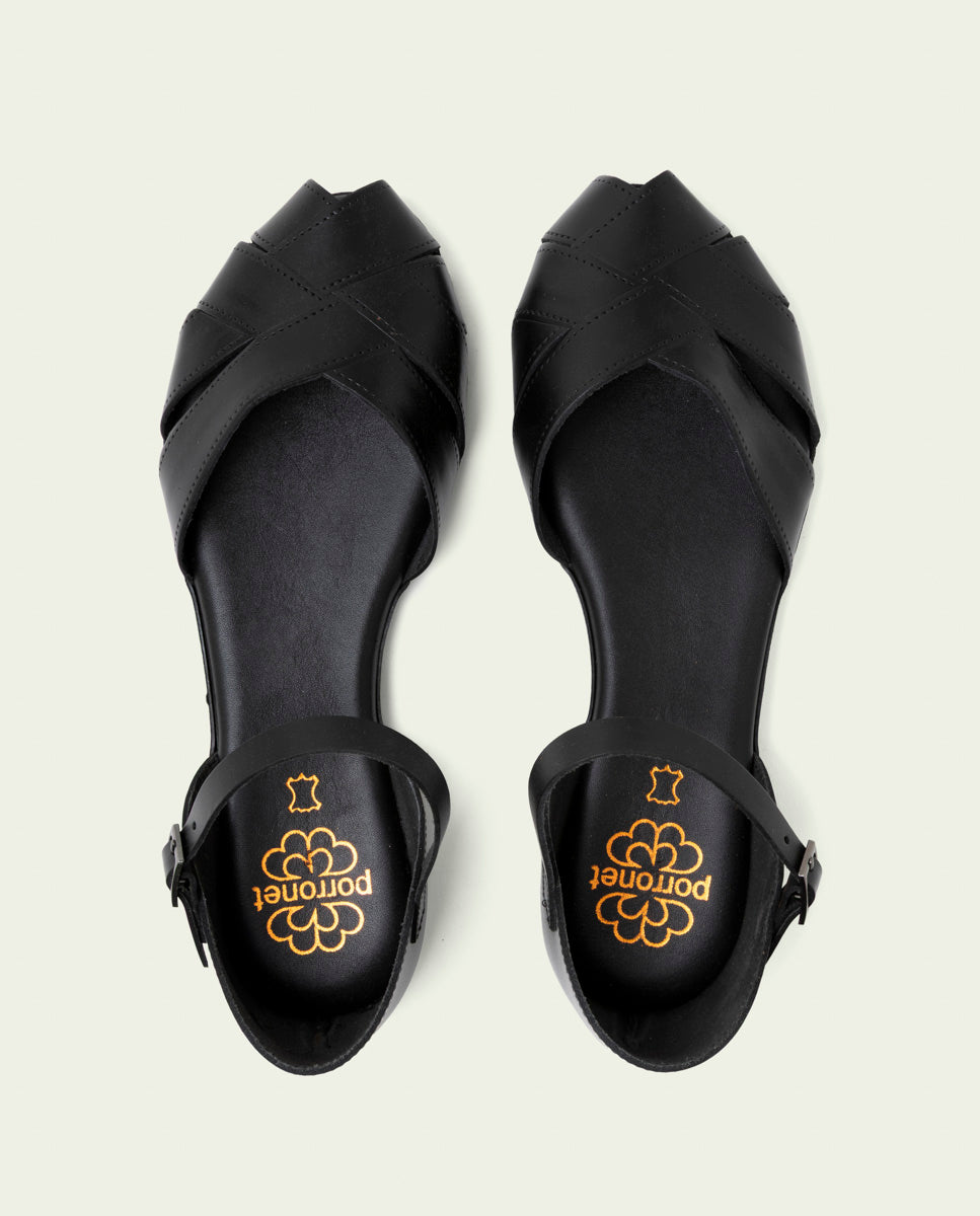 ALBA BLACK FLAT SANDAL