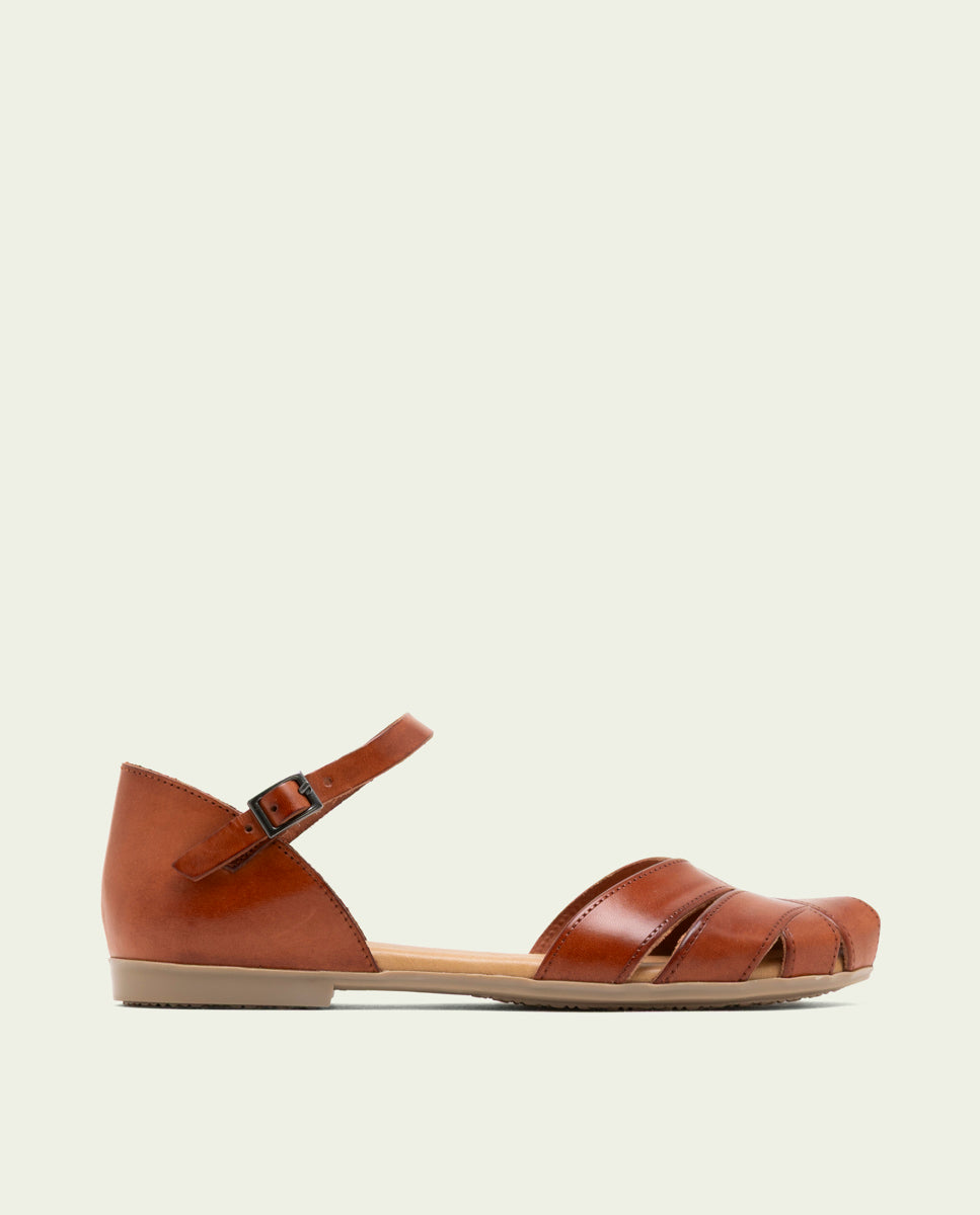 LEATHER FLAT SANDAL ALBA