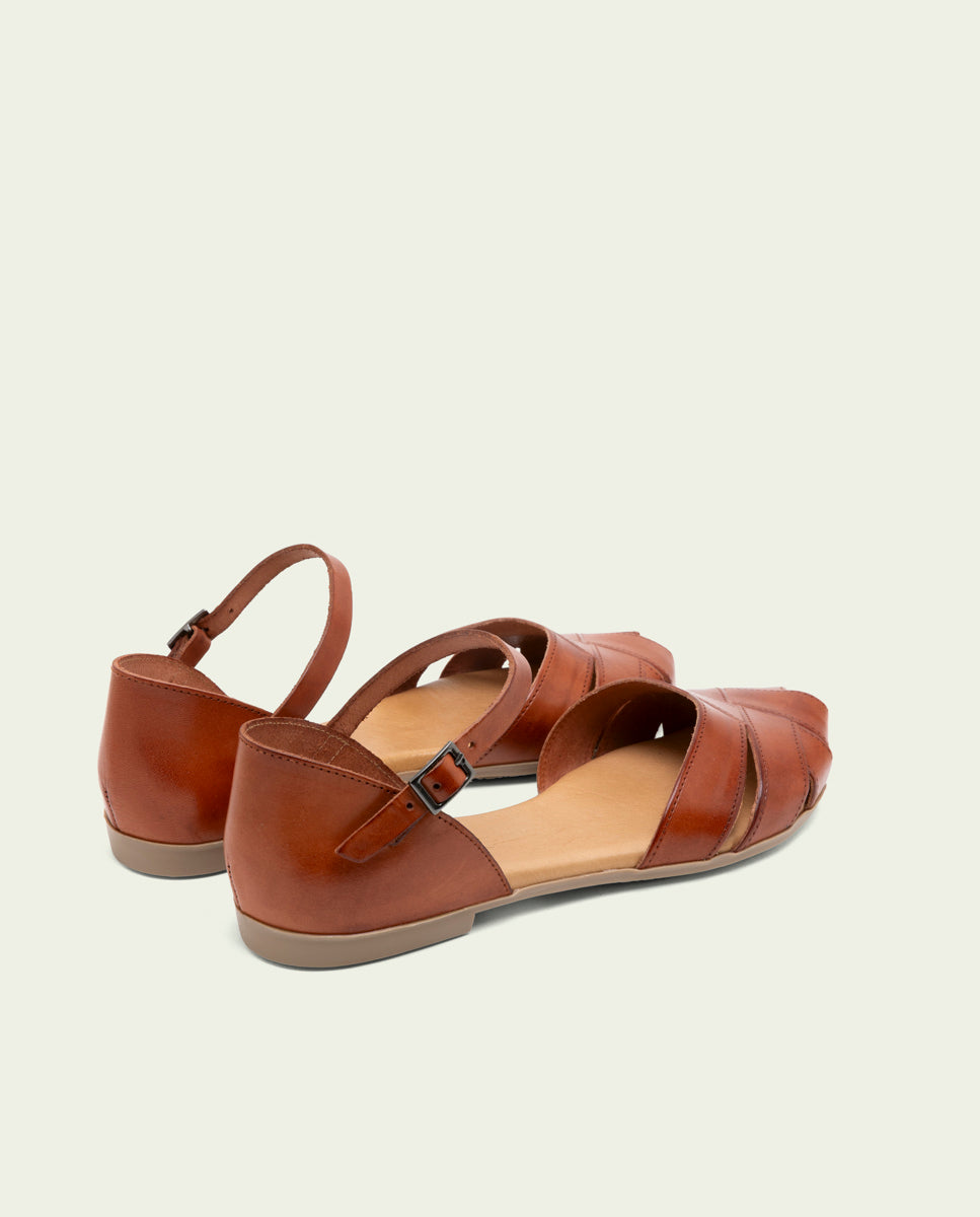LEATHER FLAT SANDAL ALBA