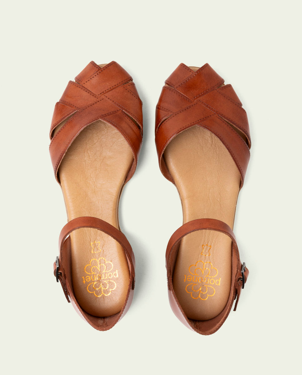 LEATHER FLAT SANDAL ALBA