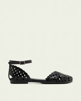 SANDALE PLATE EN CUIR ARIA NOIR