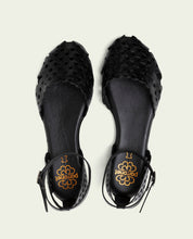 SANDALE PLATE EN CUIR ARIA NOIR