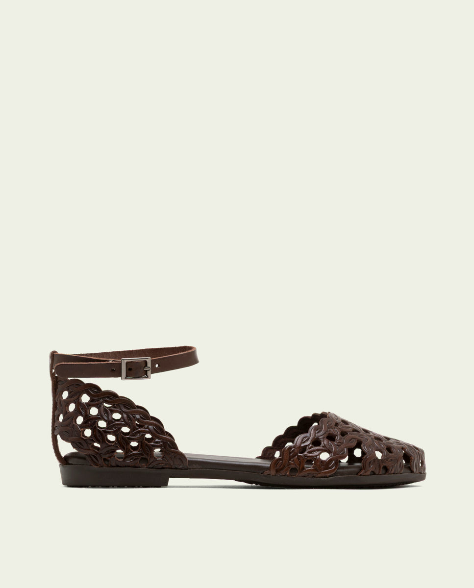 SANDALE PLATE EN CUIR ARIA MOKA