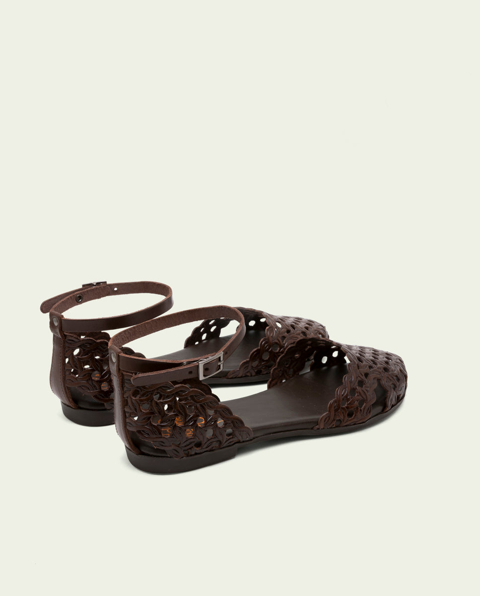 SANDALE PLATE EN CUIR ARIA MOKA