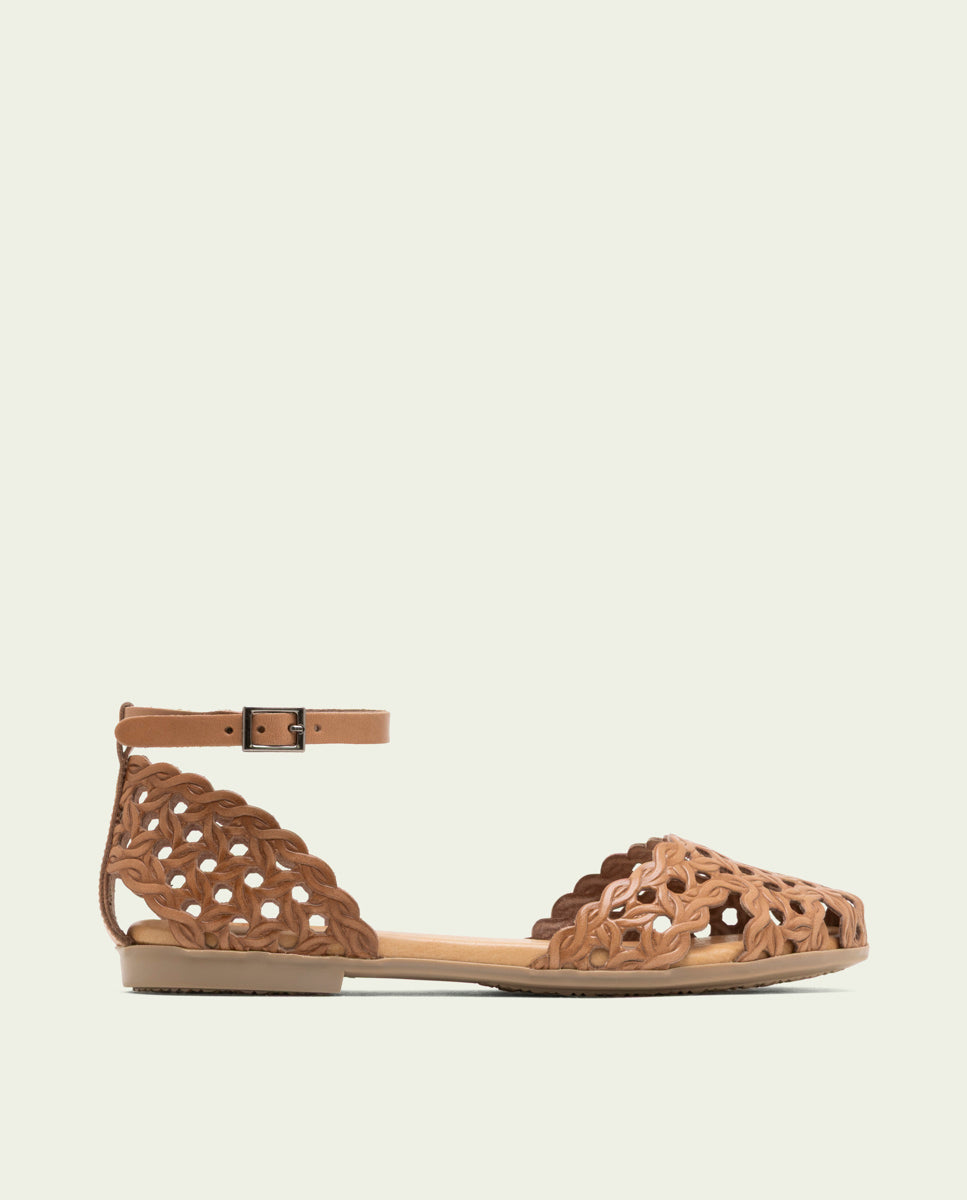SANDALE PLATE EN CUIR ARIA TAUPE