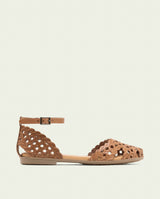 SANDALE PLATE EN CUIR ARIA TAUPE