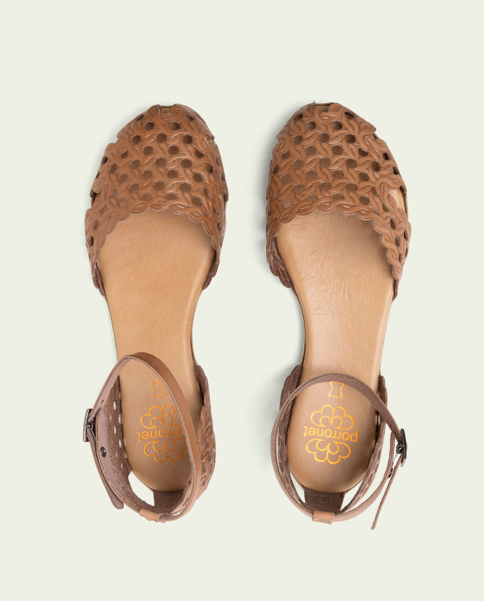 SANDALE PLATE EN CUIR ARIA TAUPE