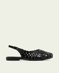 BLACK LEATHER FLAT SANDAL AGATE