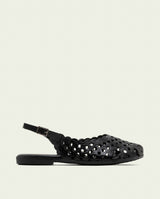 BLACK LEATHER FLAT SANDAL AGATE