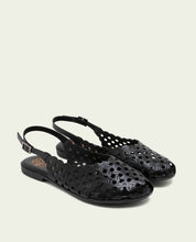 BLACK LEATHER FLAT SANDAL AGATE