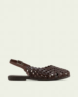 SANDALE PLATE EN CUIR AGATE MOKA