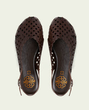 SANDALE PLATE EN CUIR AGATE MOKA
