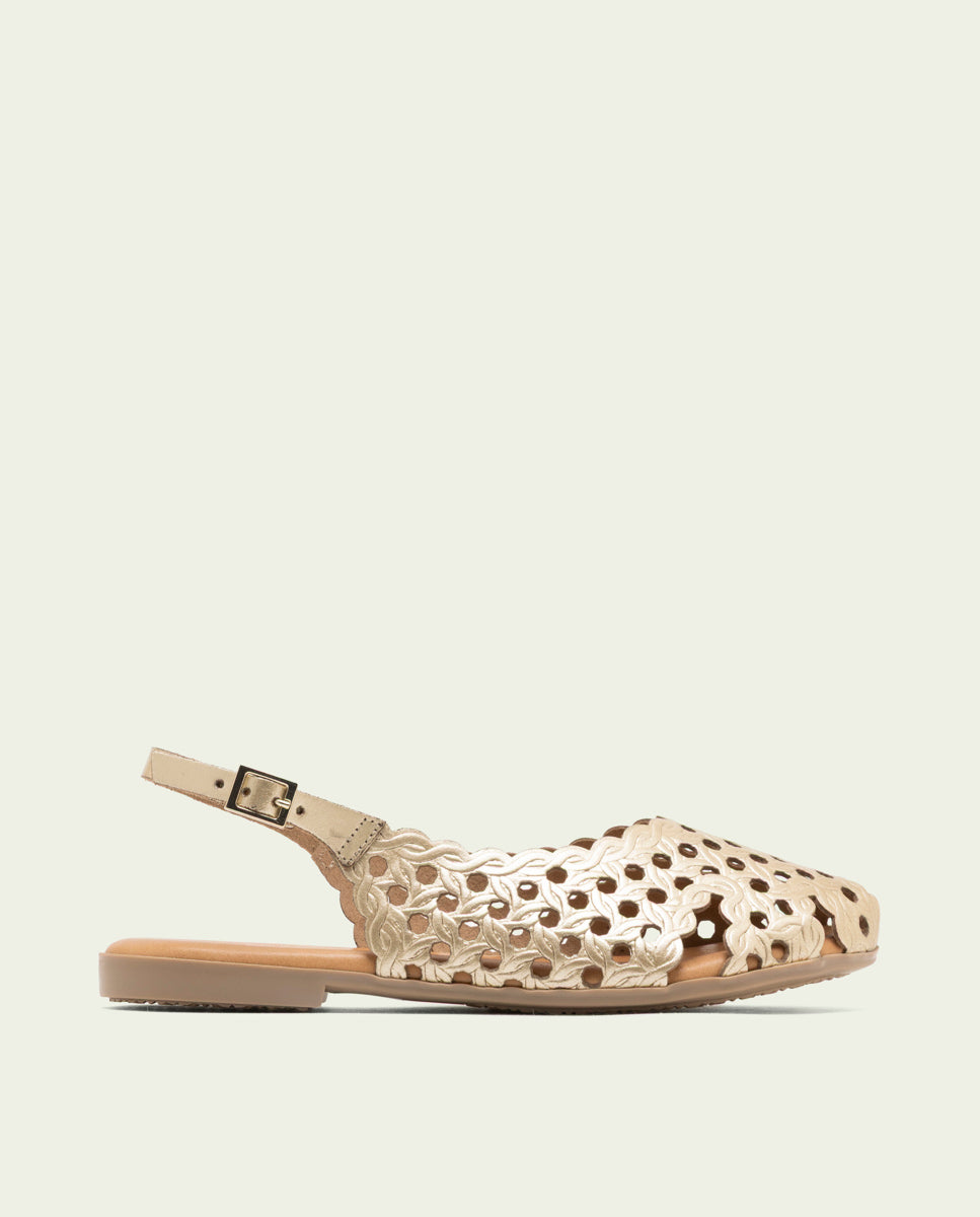 GOLD LEATHER FLAT SANDALS AGATE
