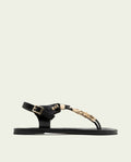 BLACK LEATHER TOE POST SANDAL ADA