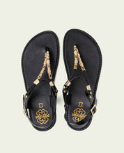 BLACK LEATHER TOE POST SANDAL ADA