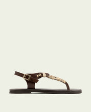 BLACK LEATHER TOE POST SANDAL ADA