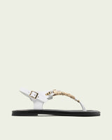 WHITE LEATHER TOE POST SANDALS ADA