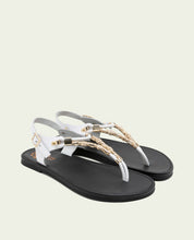 WHITE LEATHER TOE POST SANDALS ADA