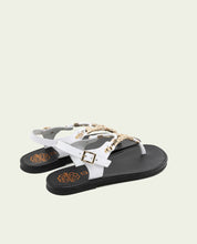 WHITE LEATHER TOE POST SANDALS ADA