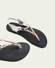 WHITE LEATHER TOE POST SANDALS ADA
