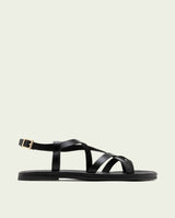 BLACK LEATHER TOE POST SANDAL ABRIL