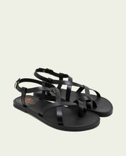 BLACK LEATHER TOE POST SANDAL ABRIL