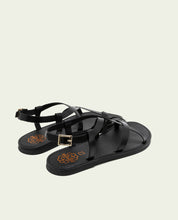 BLACK LEATHER TOE POST SANDAL ABRIL