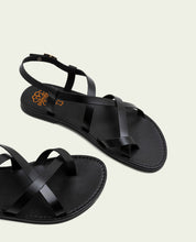 BLACK LEATHER TOE POST SANDAL ABRIL