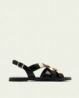 SANDALES PLATES EN CUIR ALEXA NOIR