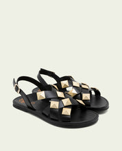 SANDALES PLATES EN CUIR ALEXA NOIR