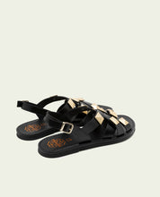 SANDALES PLATES EN CUIR ALEXA NOIR