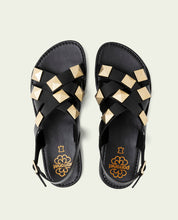 SANDALES PLATES EN CUIR ALEXA NOIR