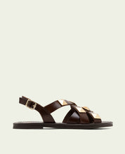 SANDALES PLATES EN CUIR ALEXA NOIR
