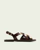SANDALES PLATES EN CUIR ALEXA MOKA