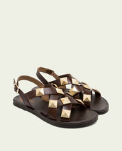 SANDALES PLATES EN CUIR ALEXA MOKA